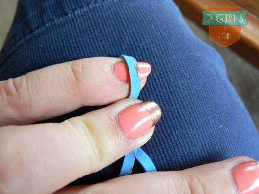 Gold tipped coral nails by 2 Girls and A Pin