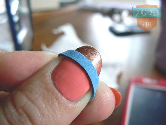 Gold tipped coral nails by 2 Girls and A Pin